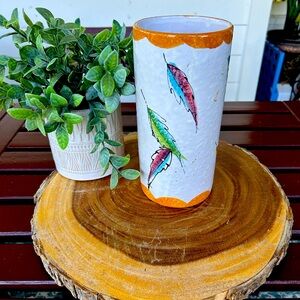 Leaves motiff Italian glazed pottery vase